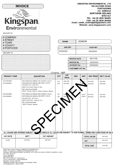 Sample Monthly Renewal Invoice