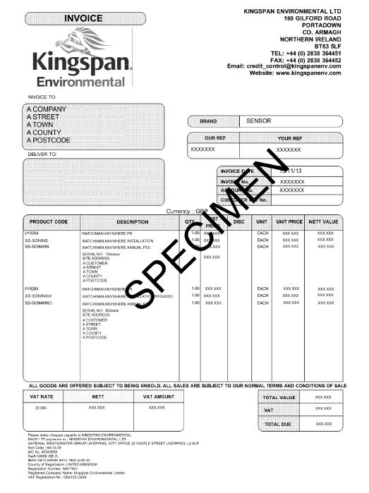 Sample Van Stock Invoice